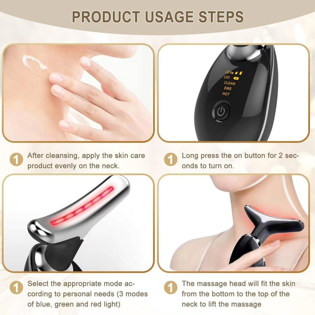 Color LED Face Lifter Neck Beauty Neck Face Lifting Massager Skin Tighten Device Photon Anti Wrinkle Double Chin