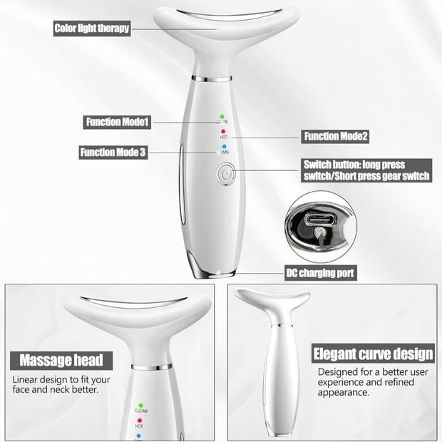 Color LED Face Lifter Neck Beauty Neck Face Lifting Massager Skin Tighten Device Photon Anti Wrinkle Double Chin